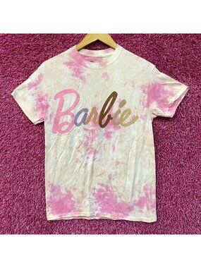 Barbie Title Logo Pink Tie-Dye T-Shirt Small